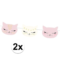 2X Poes/Poezen thema DIY feest slingers 1,5 meter