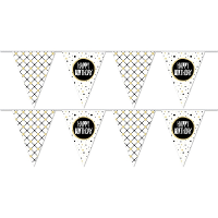 2X Vlaggenlijnen Happy Birthday metallic feest slinger 10 meter