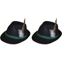 2X Zwarte Tiroler hoedjes verkleedaccessoires voor volwassenen