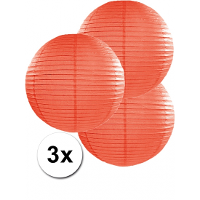 3 Ronde decoratie lampionnen oranje 35 cm