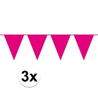 3 Stuks Vlaggenlijnen/slingers XXL roze 10 meter