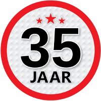 35 Jaar leeftijd sticker   rond   Dia 15 cm   35 jaar verjaardag   jubileum   leeftijd versiering
