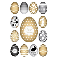 39X Goud/zwarte paaseieren stickers met deco print