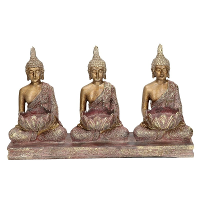Merkloos 3x Goud boeddha beeldjes met waxine/theelicht houder 17 cm