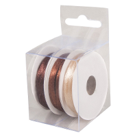 3X Rollen hobby/decoratie kleurenmix bruin satijnen sierlint 3 mm x 6 meter