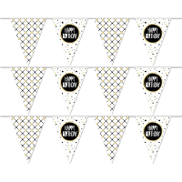 3X Vlaggenlijnen Happy Birthday metallic feest slinger 10 meter