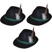 3X Zwarte Tiroler hoedjes verkleedaccessoires voor volwassenen