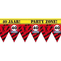 40 Jaar party tape/markeerlint waarschuwing   12 meter   Verjaardag afzetlinten   feestartikelen