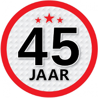 45 Jaar leeftijd sticker   rond   Dia 15 cm   45 jaar verjaardag/jubileum/leeftijd versiering