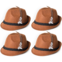 4X Bruine Tiroler hoedjes verkleedaccessoires voor volwassenen