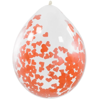 4X stuks transparante party ballon rode hartjes confetti 30 cm