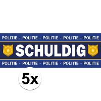 5 X Schuldig stickers voor politie/agent kostuum