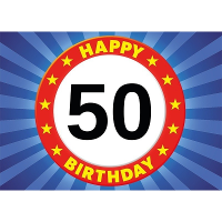 50 Jaar leeftijd sticker 7,5 x 10,5 cm verjaardag versiering