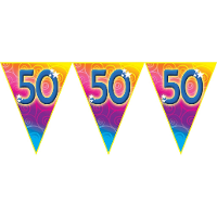 50 Jaar verjaardag feest vlaggenlijn   5 meter   Feestartikelen/versiering   plastic