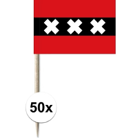 50X Cocktailprikkers Amsterdam 8 cm vlaggetje stad decoratie
