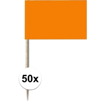 50X Cocktailprikkers oranje 8 cm vlaggetje decoratie