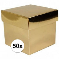 50X stuks Gouden cadeaudoosjes 10 cm vierkant