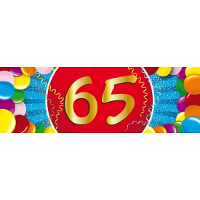 65 Jaar leeftijd sticker   19 x 6 cm   65 jaar verjaardag   jubileum   versiering