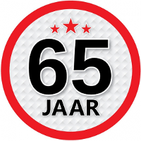 65 Jaar leeftijd sticker   rond   Dia 15 cm   65 jaar verjaardag   jubileum   leeftijd versiering