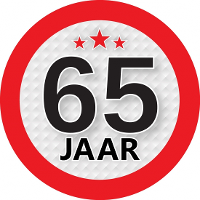 65 Jaar leeftijd sticker   rond   Dia 9 cm   65 jaar verjaardag   jubileum   leeftijd versiering
