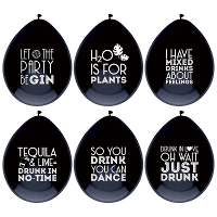 6X Ballonnen met drank quotes feestversiering   Party decoratie   zwart   feestartikelen