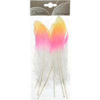 6X Geel/roze/witte sierveren 18 cm decoraties
