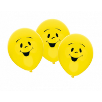 6X stuks gele Party ballonnen Smile Emoticon emoticons thema