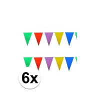 6X Vlaggenlijnen gekleurde vlaggetjes van 10 meter