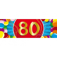80 Jaar leeftijd sticker   19 x 6 cm   80 jaar verjaardag   jubileum   versiering