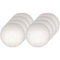8X Ronde decoratie lampionnen wit 25 cm