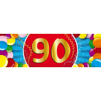 90 Jaar leeftijd sticker   19 x 6 cm   90 jaar verjaardag   jubileum   versiering