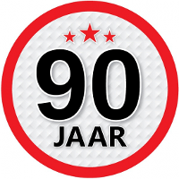 90 Jaar leeftijd sticker   rond   Dia 15 cm   90 jaar verjaardag   jubileum   leeftijd versiering