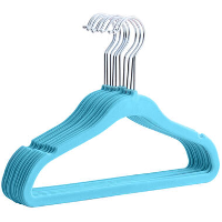 ACAZA 20 Stuks Kledinghangers voor Kinderen met Fluweel, Anti slip, Blauw
