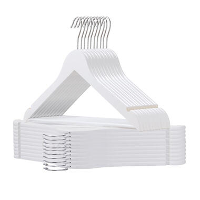 ACAZA 20 stuks Massief Houten Kledinghangers, met Inkeping en Broeklat, Wit