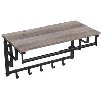 ACAZA Hangende Kapstok met Plank, 5 haken, en hangstang voor Kledinghanger