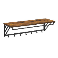 ACAZA Hangende Kapstok met Plank, 7 Haken en Bar voor Hangers, Industrieel