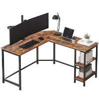 ACAZA Hoekbureau   2 legplanken   138x75x138 cm   vintage bruin