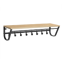 ACAZA Lange Hangende Kapstok   8 Haken en 1 Bar   90 cm Lang   Lichte Eik Kleur