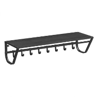 ACAZA Lange Kapstok in Metaal en Hout, 90 cm Lang, 8 Haken, Hoedenplank, Zwart