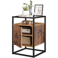 ACAZA Nachtkastje   met Kast   industriÃ«le stijl   vintage bruin