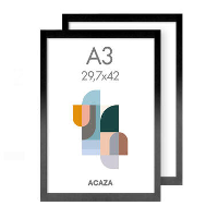 ACAZA Set van 2 Fotokaders   A3 formaat   Foto Lijsten in MDF Hout   Zwart