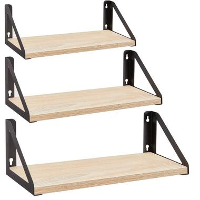ACAZA Set van 3 Wandplanken   30, 35 en 40 cm lang   Licht bruin