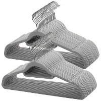 ACAZA Set van 50 Anti slip kleerhangers, Fluweel, Kapstokken met Broeklat, Grijs