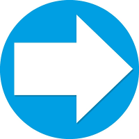 Accent pijl sticker   Rond Dia 15 cm   blauw met witte pijl   Richting/Route aanwijzen