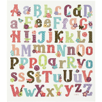 Alfabet stickers   59x   gekleurd   stickervel 15 x 16,5 cm   plakletters