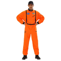 Astronauten verkleedkostuum   oranje   voor heren   astronautenpak   ruimtevaarder   space