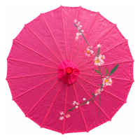 Aziatische Chinese decoratie paraplu   fuchsia roze   Lengte 41 cm   Dia 56 cm   sfeer thema   nylon