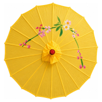 Aziatische Chinese decoratie paraplu   geel   Lengte 41 cm   Dia 56 cm   sfeer thema   nylon