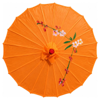 Aziatische Chinese decoratie paraplu   oranje   Lengte 41 cm   Dia 56 cm   sfeer thema   nylon