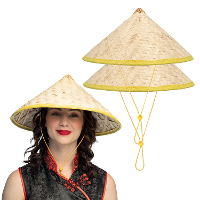 Aziatische hoed   4x   H40 cm   Azie hoed   strohoed   verkleed hoeden   carnaval   japans   chinees
